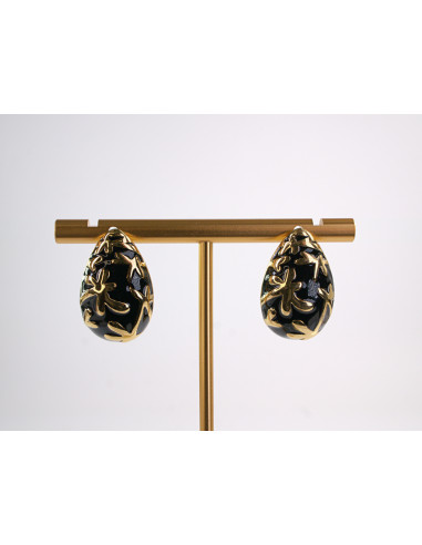 Kolczyki CZARNE ŁEZKI KROPLE  STAL CHIRURGICZNA...