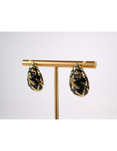 Kolczyki CZARNE ŁEZKI KROPLE  STAL CHIRURGICZNA...