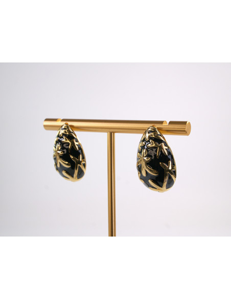 Kolczyki CZARNE ŁEZKI KROPLE  STAL CHIRURGICZNA  LOLITA AKCESORIA