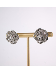 Kolczyki SREBRNY KWIAT Z PERŁĄ PERŁA  STAL CHIRURGICZNA... 2