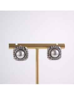 Kolczyki SREBRNE ROZETY Z PERŁĄ PERŁA  STAL CHIRURGICZNA...