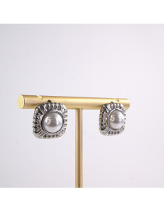 Kolczyki SREBRNE ROZETY Z PERŁĄ PERŁA  STAL CHIRURGICZNA... 2