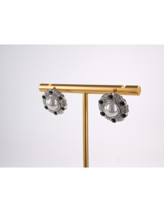 Kolczyki SREBRNE ROZETY Z PERŁĄ PERŁA  STAL CHIRURGICZNA... 2