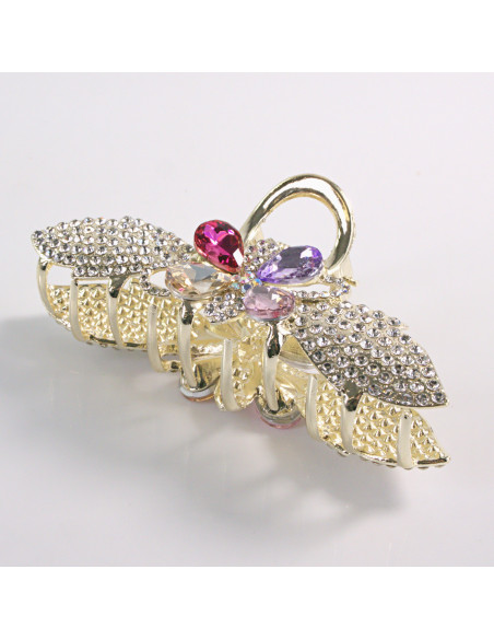 Klamra do Włosów METALOWA z CYRKONIAMI KOKARDKA  Lolita Akcesoria ZŁOTY