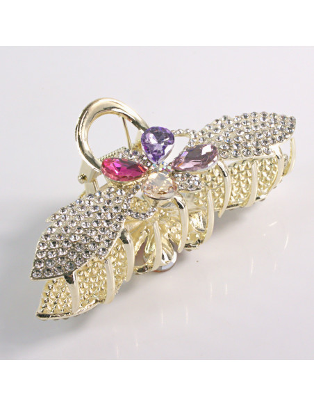 Klamra do Włosów METALOWA z CYRKONIAMI KOKARDKA  Lolita Akcesoria ZŁOTY