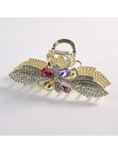 Klamra do Włosów METALOWA z CYRKONIAMI KOKARDKA  Lolita Akcesoria ZŁOTY