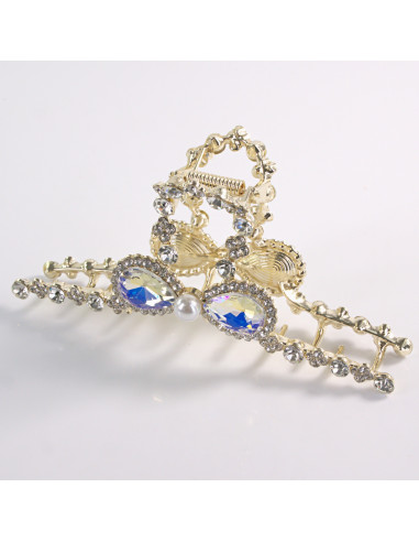 Klamra do Włosów METALOWA z CYRKONIAMI KOKARDKA...