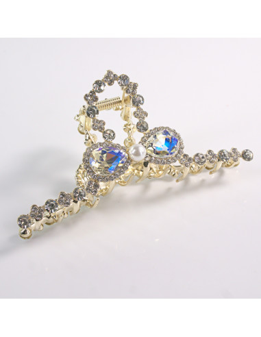Klamra do Włosów METALOWA z CYRKONIAMI KOKARDKA...