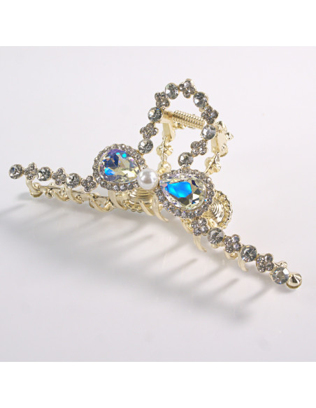 Klamra do Włosów METALOWA z CYRKONIAMI KOKARDKA Lolita Akcesoria ZŁOTY