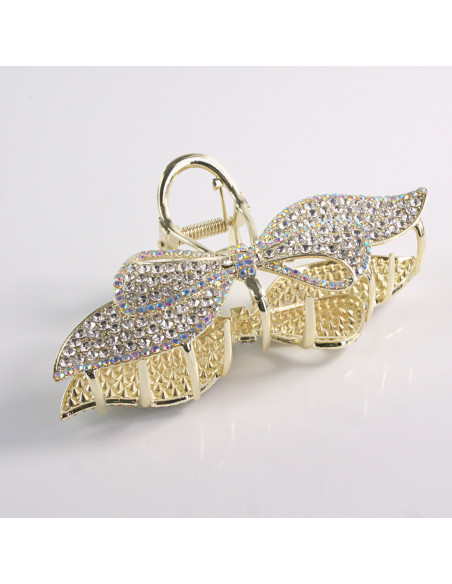 Klamra do Włosów METALOWA z CYRKONIAMI KOKARDA  Lolita Akcesoria ZŁOTY