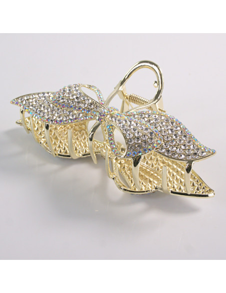 Klamra do Włosów METALOWA z CYRKONIAMI KOKARDA  Lolita Akcesoria ZŁOTY