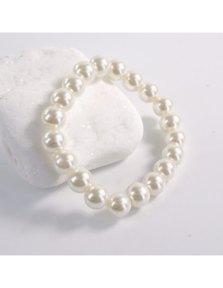 BRANSOLETKA PERŁY PEREŁKI ECRU LOLITA AKCESORIA PERŁA 1 cm