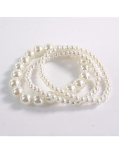BRANSOLETKA POTRÓJNE PERŁY PEREŁKI ECRU LOLITA AKCESORIA...