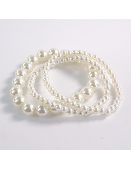 BRANSOLETKA POTRÓJNE PERŁY PEREŁKI ECRU LOLITA AKCESORIA PERŁA