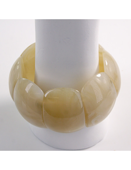 BRANSOLETKA NA GUMCE AKRYL  BEŻOWY LOLITA AKCESORIA