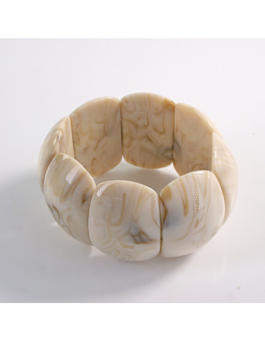 BRANSOLETKA NA GUMCE AKRYL  BEŻOWY- ECRU...