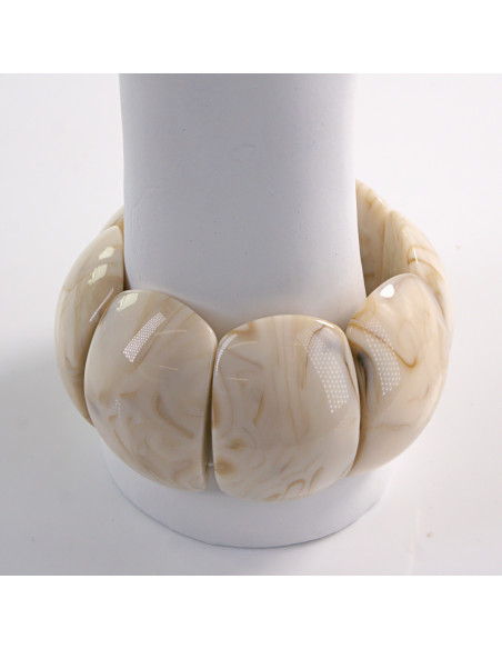 BRANSOLETKA NA GUMCE AKRYL  BEŻOWY- ECRU  LOLITA AKCESORIA