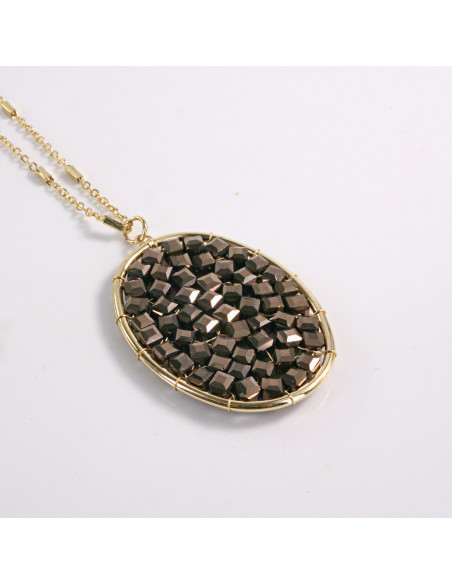 NASZYJNIK DŁUGI WISIOR MEDALION BRĄZ Lolita Akcesoria