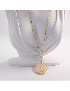 NASZYJNIK DŁUGI WISIOR MEDALION  KREMOWY ECRU Lolita... 2