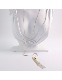 NASZYJNIK DŁUGI WISIOR CHWOST BIAŁO- ZŁOTY KRAWATKA...