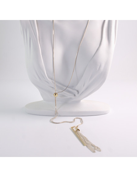 NASZYJNIK DŁUGI WISIOR CHWOST BIAŁO- ZŁOTY KRAWATKA  Lolita Akcesoria