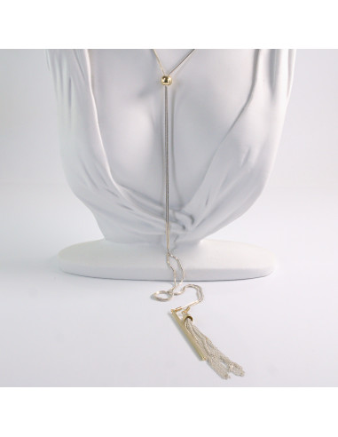 NASZYJNIK DŁUGI WISIOR CHWOST BIAŁO- ZŁOTY...