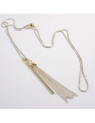 NASZYJNIK DŁUGI WISIOR CHWOST BIAŁO- ZŁOTY...