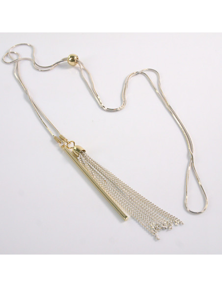 NASZYJNIK DŁUGI WISIOR CHWOST BIAŁO- ZŁOTY KRAWATKA  Lolita Akcesoria