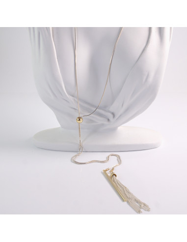 NASZYJNIK DŁUGI WISIOR CHWOST BIAŁO- ZŁOTY...