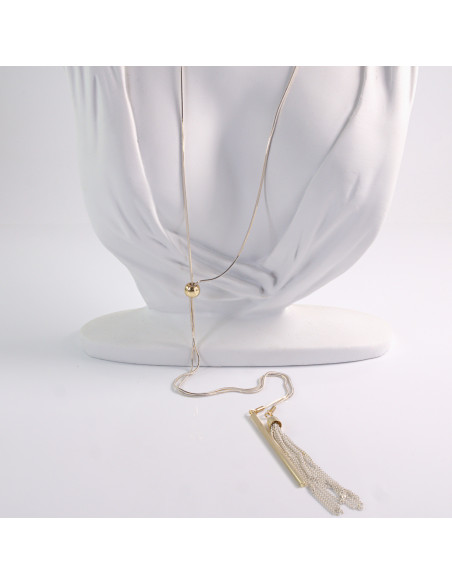 NASZYJNIK DŁUGI WISIOR CHWOST BIAŁO- ZŁOTY KRAWATKA  Lolita Akcesoria