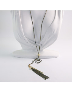 NASZYJNIK DŁUGI WISIOR CHWOST CZARNO - ZŁOTY KRAWATKA...