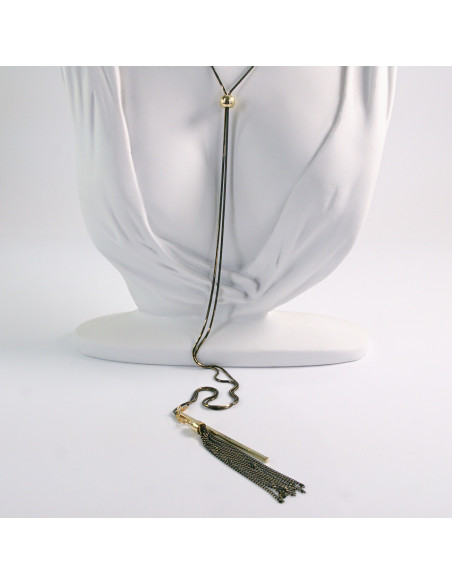 NASZYJNIK DŁUGI WISIOR CHWOST CZARNO - ZŁOTY KRAWATKA  Lolita Akcesoria