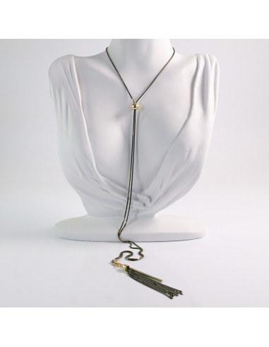 NASZYJNIK DŁUGI WISIOR CHWOST CZARNO - ZŁOTY...