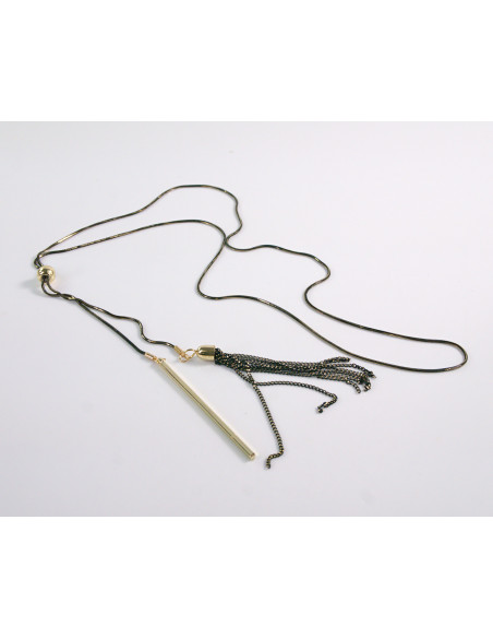 NASZYJNIK DŁUGI WISIOR CHWOST CZARNO - ZŁOTY KRAWATKA  Lolita Akcesoria