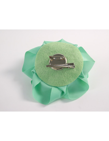 KWIAT Z MATERIAŁU BROSZKA PRZYPINKA LOLITA AKCESORIA RÓŻA 12 cm MIETOWY