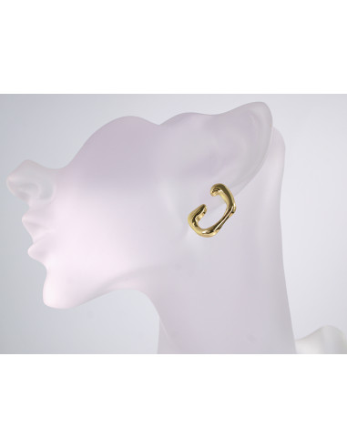 Kolczyki ZŁOTY ASYMETRYCZNY ZAWIJAS  STAL...