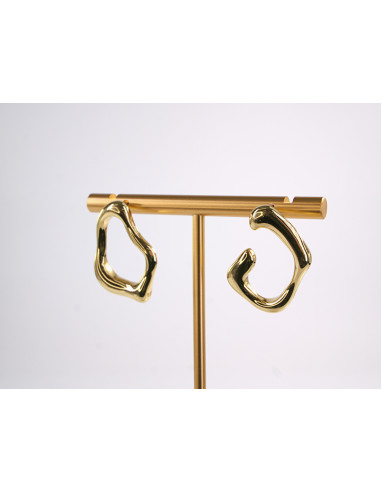 Kolczyki ZŁOTY ASYMETRYCZNY ZAWIJAS  STAL...