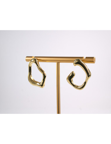 Kolczyki ZŁOTY ASYMETRYCZNY ZAWIJAS  STAL...