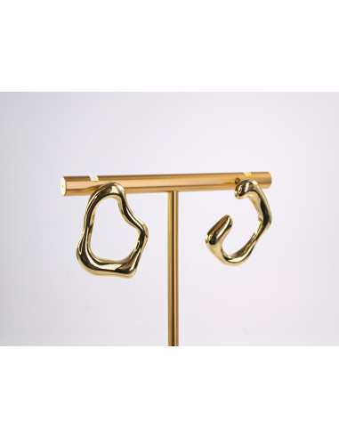 Kolczyki ZŁOTY ASYMETRYCZNY ZAWIJAS  STAL...