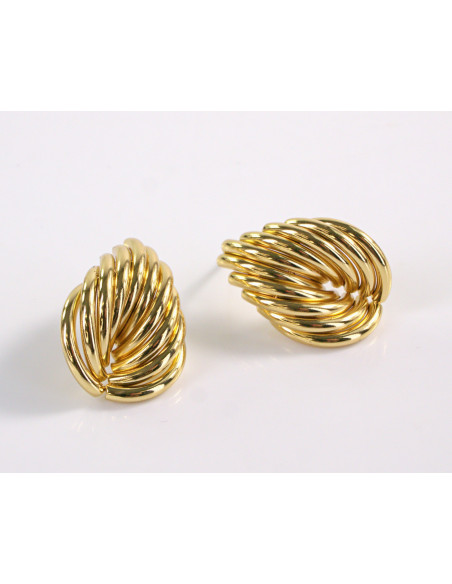 Kolczyki ZŁOTE RURKI ZAWIJAS LISTEK STAL CHIRURGICZNA  LOLITA AKCESORIA