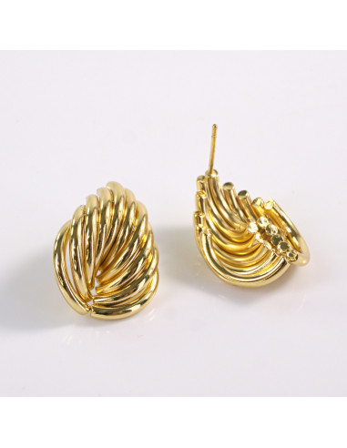 Kolczyki ZŁOTE RURKI ZAWIJAS LISTEK STAL...