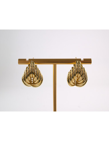 Kolczyki ZŁOTE RURKI ZAWIJAS LISTEK STAL...