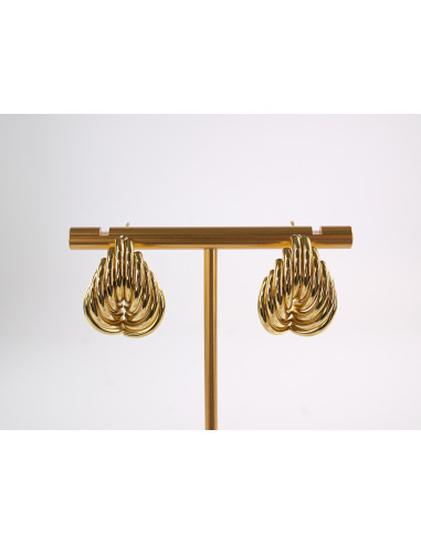 Kolczyki ZŁOTE RURKI ZAWIJAS LISTEK STAL...