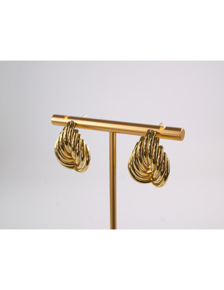 Kolczyki ZŁOTE RURKI ZAWIJAS LISTEK STAL CHIRURGICZNA  LOLITA AKCESORIA