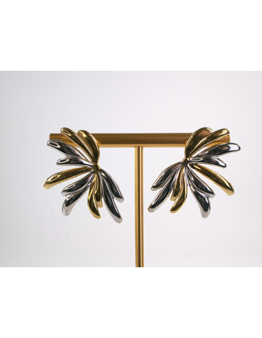 Kolczyki ZŁOTO - SREBRNE SKRZYDŁA STAL...