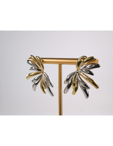 Kolczyki ZŁOTO - SREBRNE SKRZYDŁA STAL...