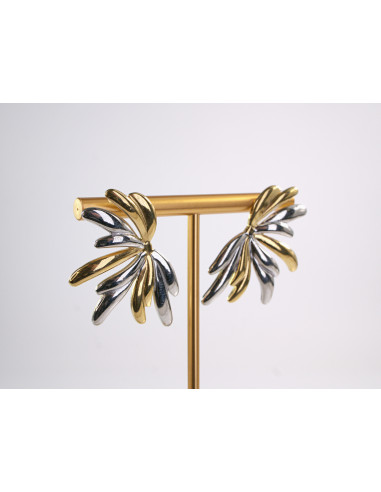 Kolczyki ZŁOTO - SREBRNE SKRZYDŁA STAL...