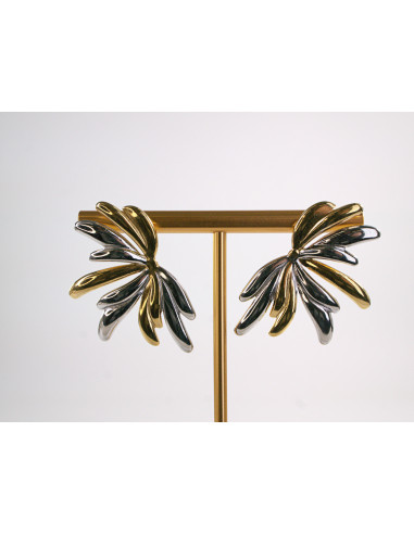 Kolczyki ZŁOTO - SREBRNE SKRZYDŁA STAL...