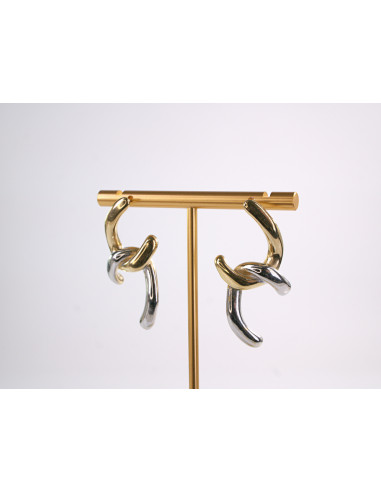 Kolczyki ZŁOTO - SREBRNY ZAWIJAS  STAL...