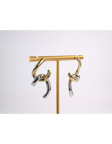 Kolczyki ZŁOTO - SREBRNY ZAWIJAS  STAL...